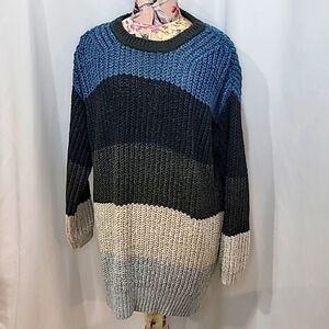 WILFRED Knit Long Striped Colorblock Crewneck Sweater Long Sleeve Soft Oversized